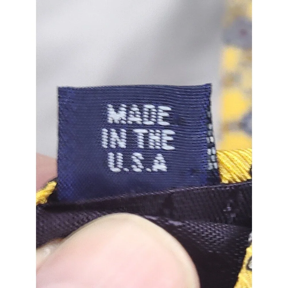 RIVETZ of BOSTON Tie 100% Silk Yellow Necktie Mens Business Formal‎ USA Made